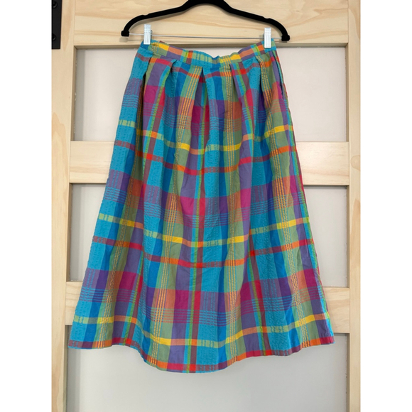 Vintage David Strauss Plaid Skirt Women’s High Waist Full A-Line Union Made 28 - Picture 2 of 7